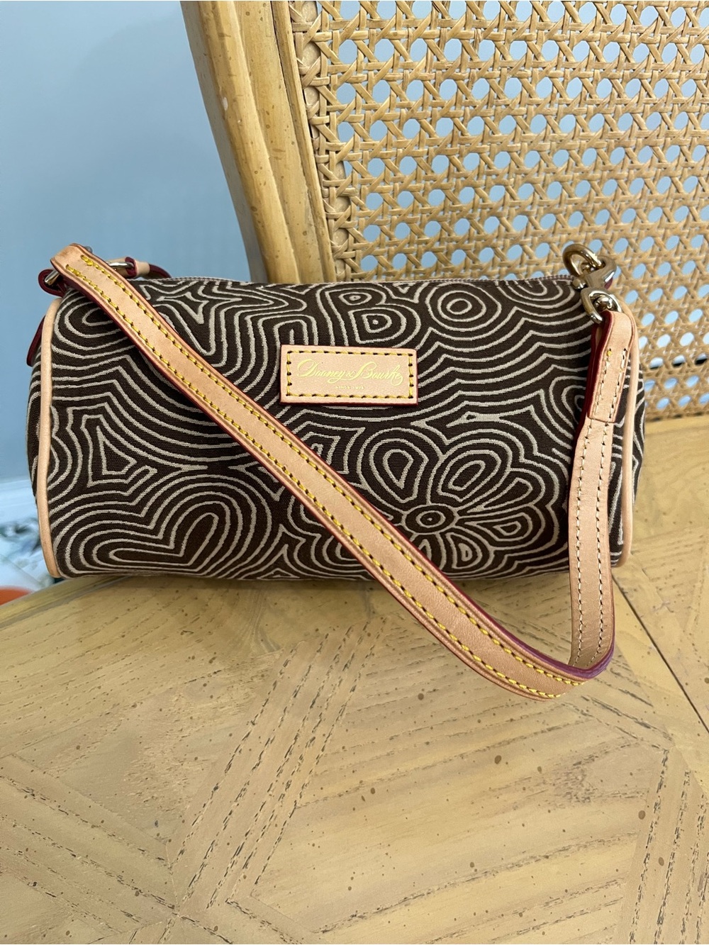 Dooney & Bourke Brown, Beige Patterned Mini Handbag / Wristlet